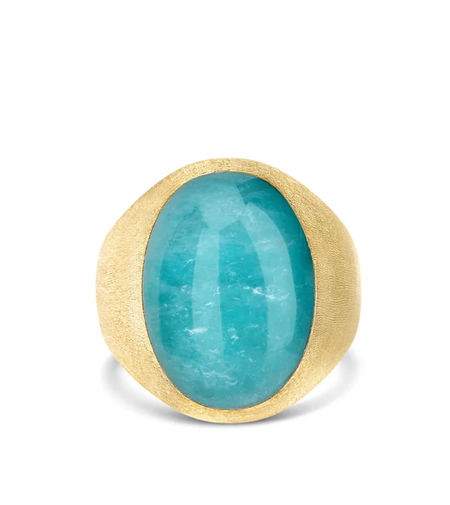 Nanis 18K Yellow Gold Dolcevita Amazonite Dome Ring, Size 7
