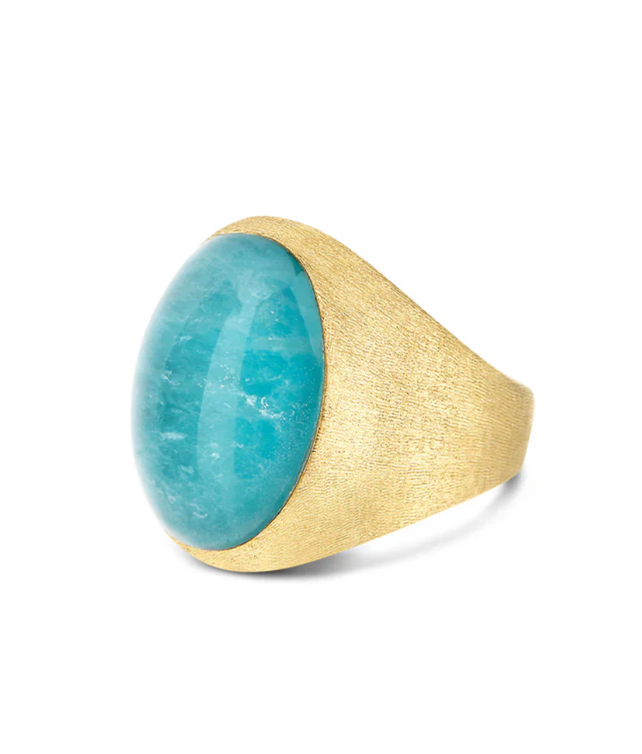 Nanis 18K Yellow Gold Dolcevita Amazonite Dome Ring, Size 7