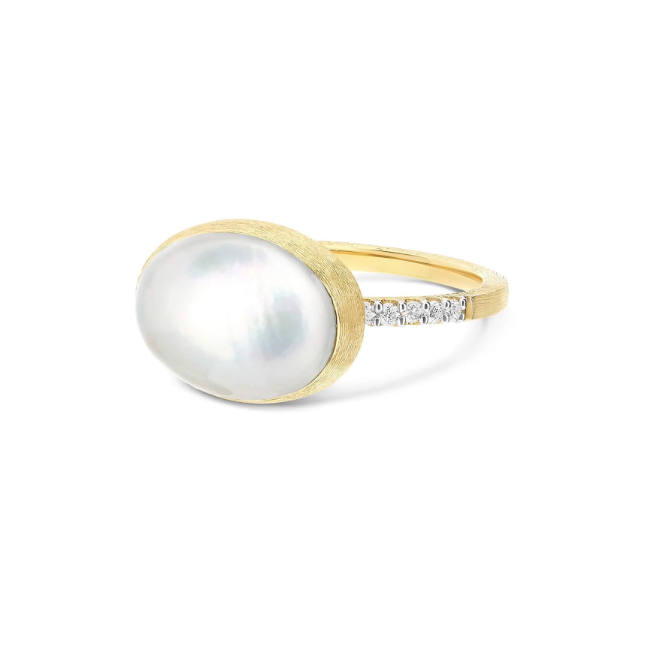 Nanis 18K Yellow Gold Dolcevita Mother-of-Pearl 0.12 ctw Diamond Ring, Size 7.5