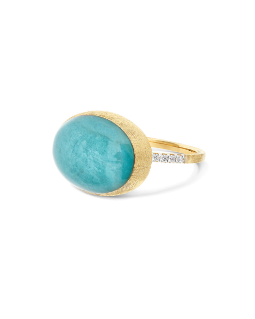 Nanis 18K Yellow Gold Rock Crystal 0.12 ctw Diamond Ring, Size 7