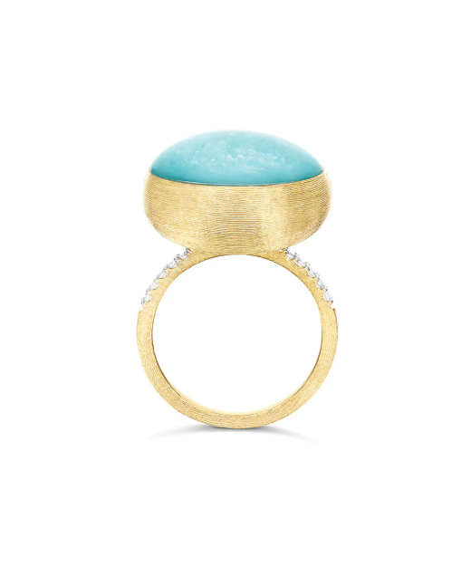 Nanis 18K Yellow Gold Rock Crystal 0.12 ctw Diamond Ring, Size 7
