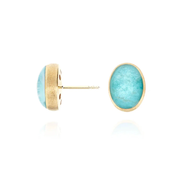 Nanis 18K Yellow Gold Amazonite Stud Earrings