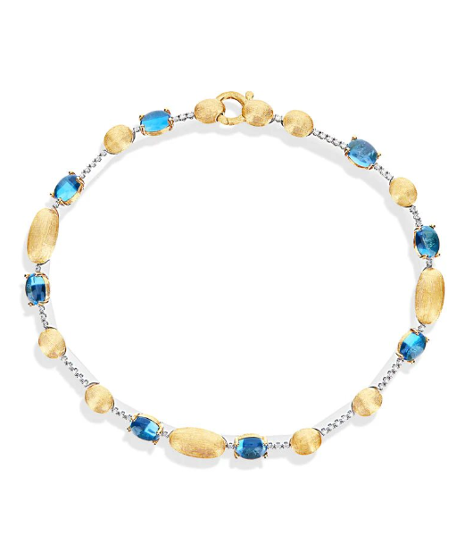 Nanis 18K Yellow Gold Dancing in the Rain Color Blue Topaz 0.20 ctw Diamond Bracelet
