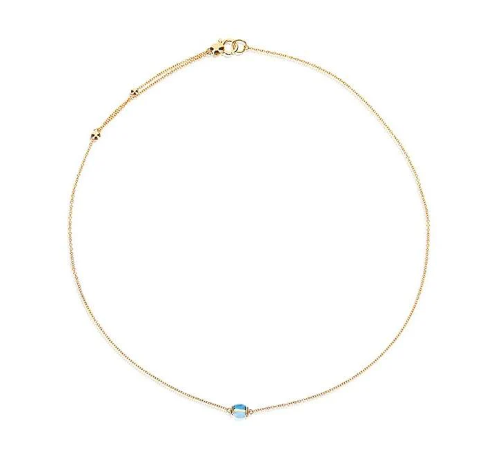 Nanis 18K Yellow Gold Dancing in the Rain Color Blue Topaz & Milky Aquamarine Choker Necklace