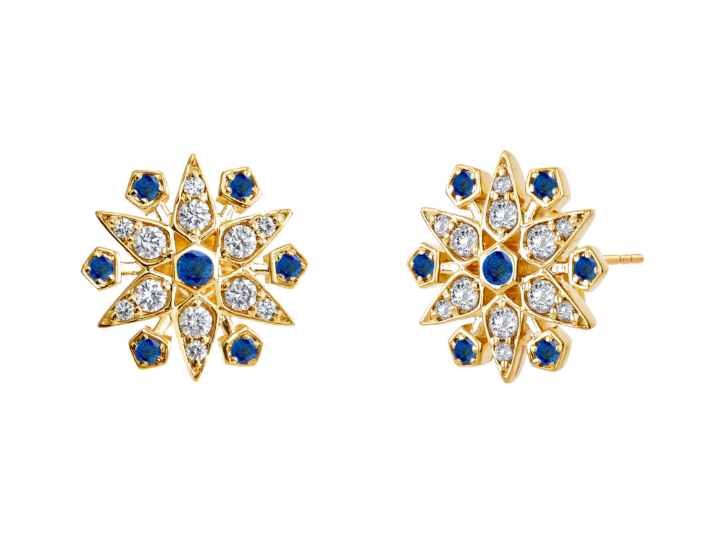Syna 18K Yellow Gold Blue Sapphire 0.50 ctw Diamond Stud Earrings