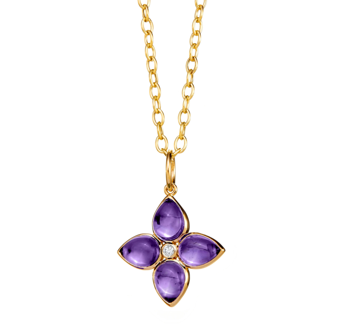 Syna 18K Yellow Gold Jardin Amethyst 0.04 ctw Diamond Pendant