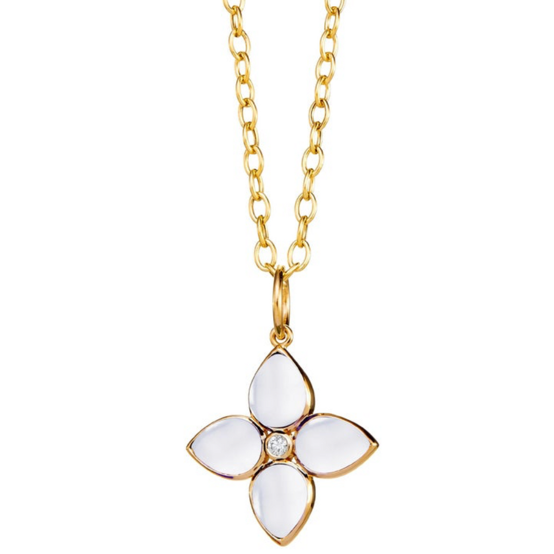 Syna 18K Yellow Gold Mogul Moon Quartz 0.04 ctw Diamond Pendant