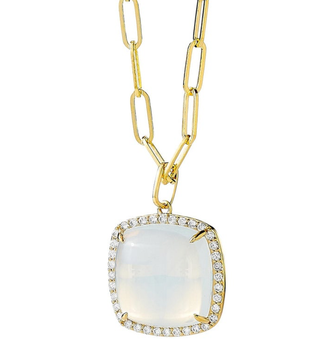 Syna 18K Yellow Gold Candy Moon Quartz 0.55 ctw Diamond Pendant