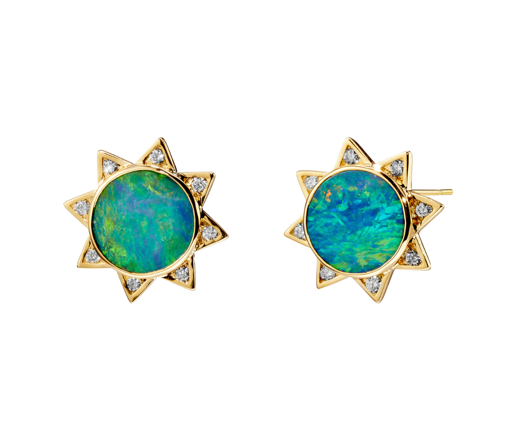 Syna 18K Yellow Gold Opal 0.24 ctw Diamond Earrings