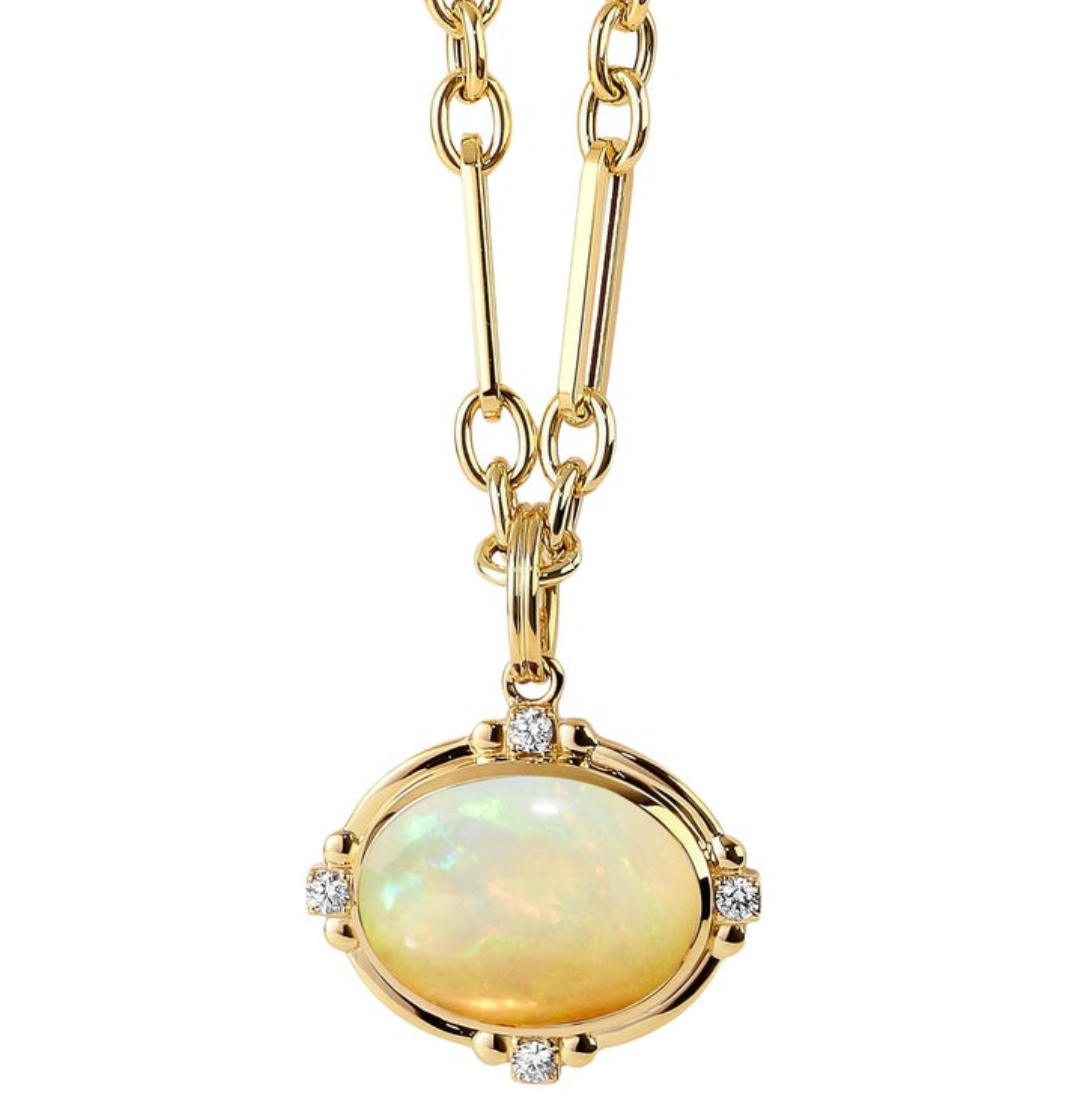 Syna 18K Yellow Gold Opal 0.15 ctw Diamond Pendant