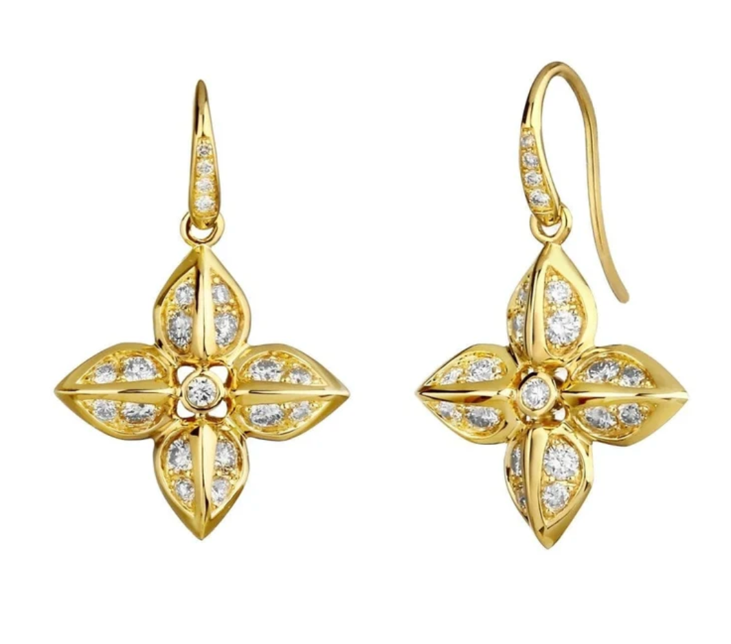 Syna 18K Yellow Gold Mogul 1.10 ctw Diamond Drop Earrings