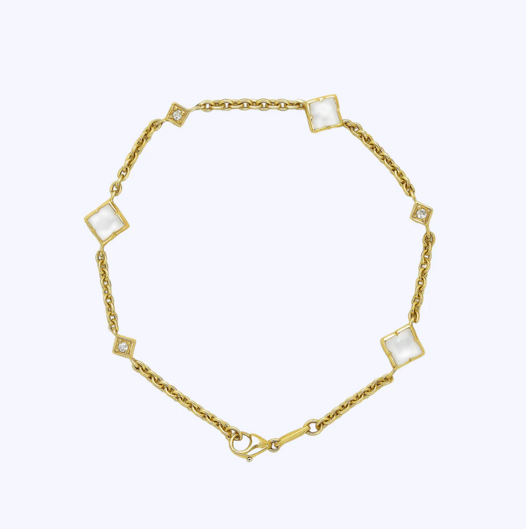 Kabana 14K Yellow Gold White Mother-of-Pearl 0.09 ctw Diamond Bracelet