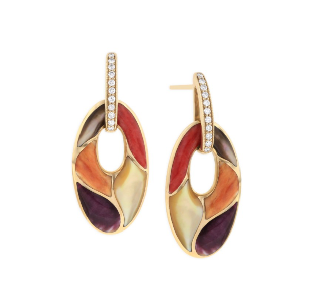 Kabana 14K Yellow Gold Spiny Oyster 0.22 ctw Diamond Drop Earrings