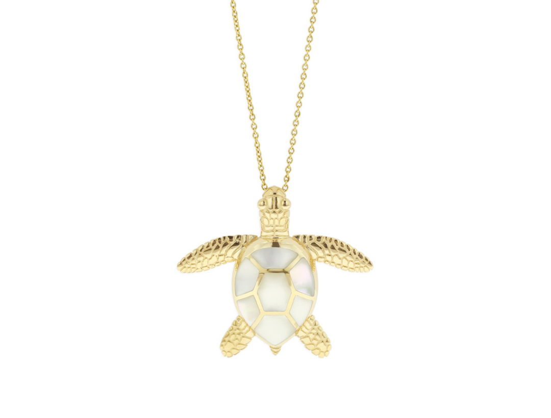 Kabana 14K Yellow Gold White Mother-of-Pearl Pendant, 18"