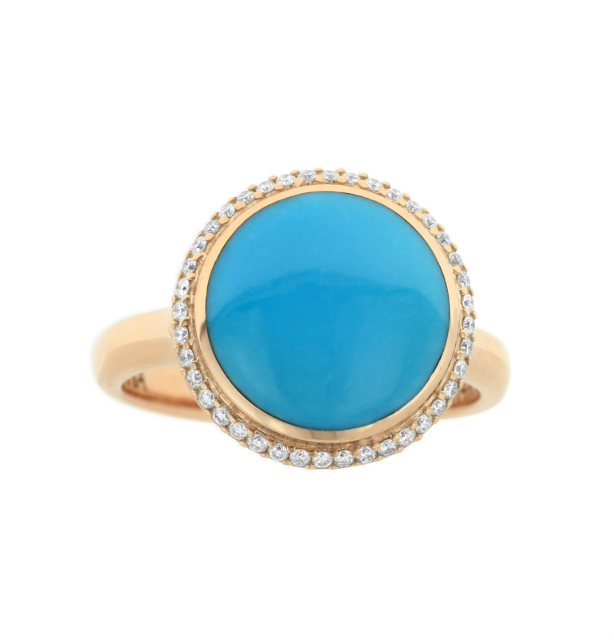 Kabana 14K Yellow Gold Turquoise 0.20 ctw Diamond Ring, Size 7.75