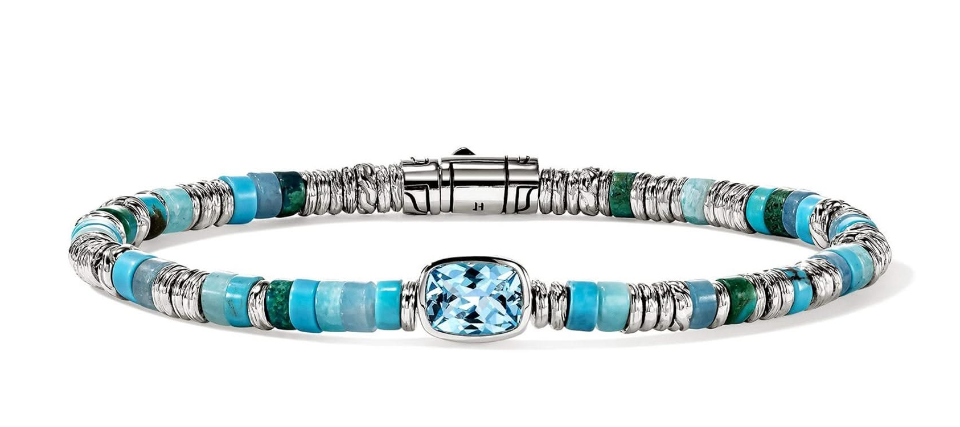 John Hardy Heishi Gem Bracelet with Blue Topaz, Medium