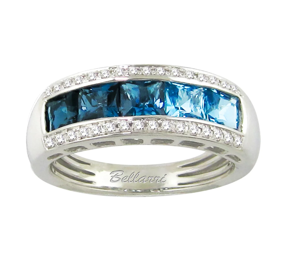 Bellarri Eternal Love 14K White Gold Blue Topaz & Diamond Ring