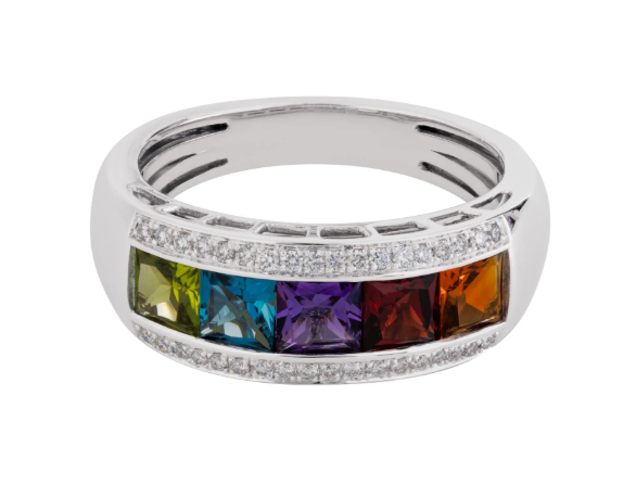 Bellarri Eternal Love 14K White Gold Multi-Gemstone & Diamond Ring