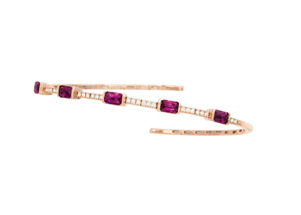 Bellarri Flirtation 14K Rose Gold Rhodolite Garnet & Diamond Bangle Bracelet