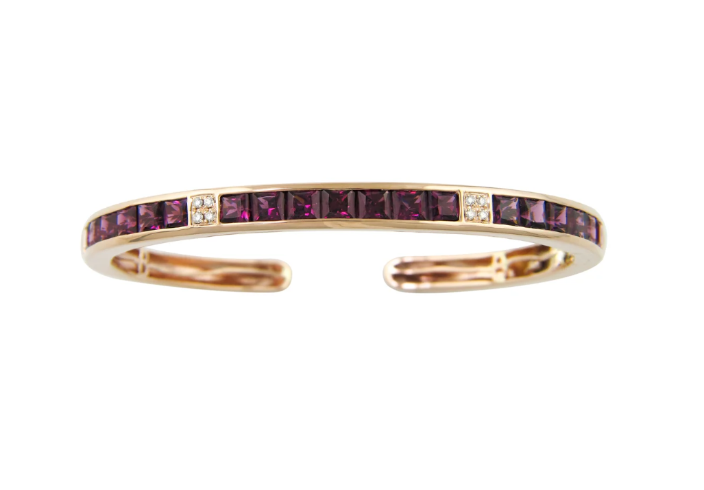 Bellarri Eternal Love 14K Rose Gold Rhodolite Garnet & Diamond Bangle Bracelet