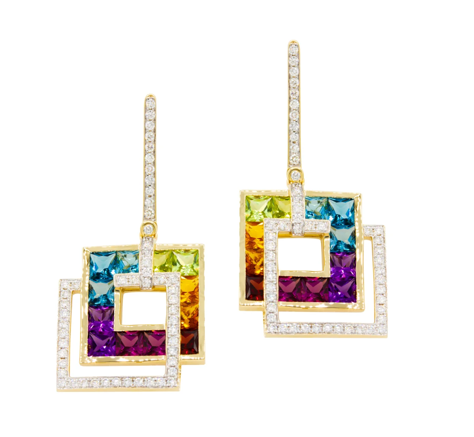 Bellarri Malibu Nouveau 14K Yellow Gold Multi-Gemstone & Diamond Drop Earrings