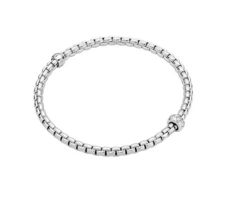 FOPE Eka Flex'it Bracelet in 18K White Gold with .12 CTW Diamonds (Size M)