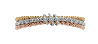 FOPE Prima FlexIt 18K Yellow, White & Rose Gold Diamond Triple Row Bracelet - SZ M