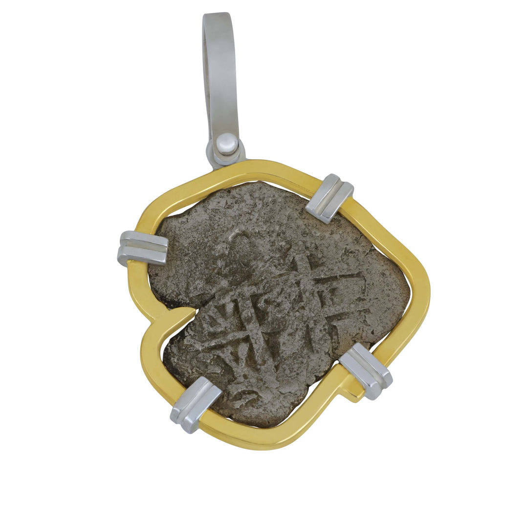 ANT/HH 14k Yellow Gold/SS 1 REALE COB 3.0G Spanish Coin Pendant