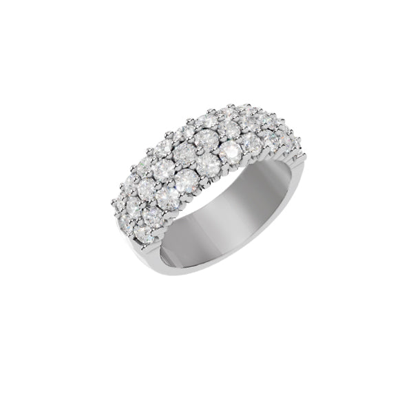 Congress Signature 14k White Gold Wide Three-Row Diamond Band - 1.75 CTW