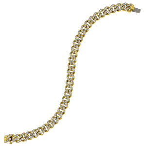 14 Karat Yellow Gold 7" Diamond Pavè Curb Link Bracelet, 210Dias=5.65tw HI/SI