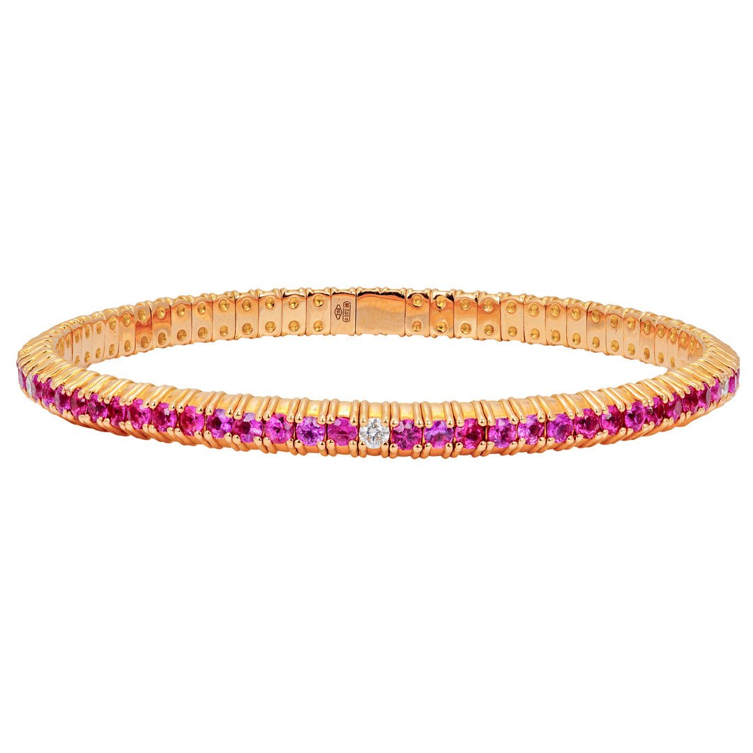 Zydo Pink Sapphire Stretch Bracelet with Diamonds
