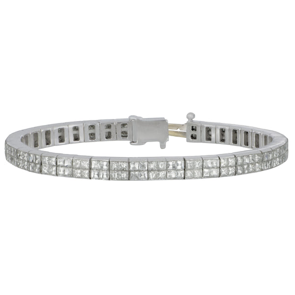 18k White Gold 2-ROW 4BLZ 4QUAD LZD=3.94TW  QD= 3.94tw gh/si br 7"