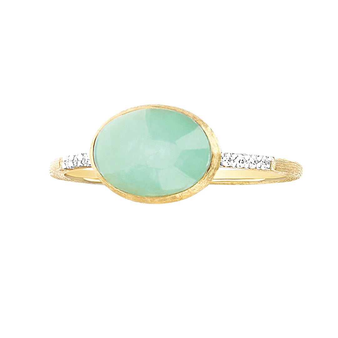 18k Yellow Gold boule and doublet of rock crystal and jadeite ring (D=0.12 CT) (Jadeite TW=4CT)
