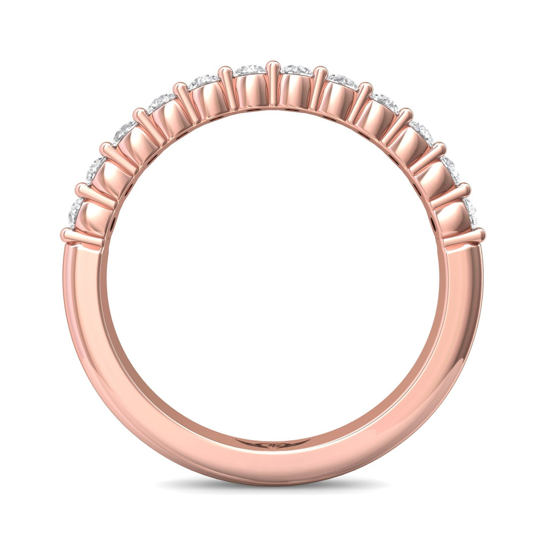14K Gold Pink Channel/Shared Prong Wedding Band from the Channel/Shared Prong collection - CSP04XSWB_14KP