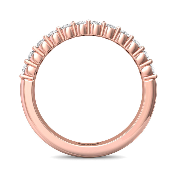 14K Gold Pink Channel/Shared Prong Wedding Band from the Channel/Shared Prong collection - CSP04XSWB_14KP