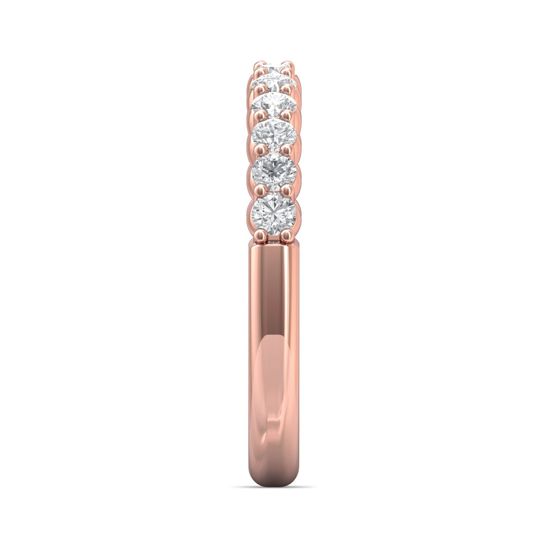 14K Gold Pink Channel/Shared Prong Wedding Band from the Channel/Shared Prong collection - CSP04XSWB_14KP