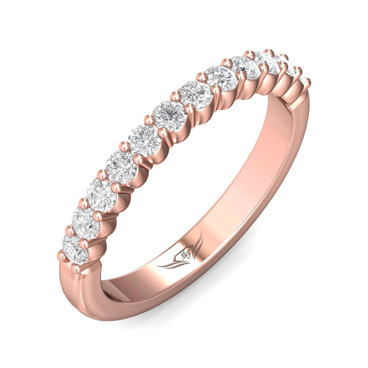 18K Gold Pink Channel/Shared Prong Wedding Band from the Channel/Shared Prong collection - CSP04XSWB_18KP