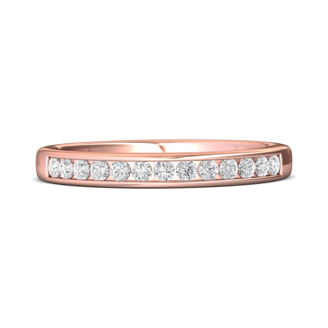 14K Gold Pink Channel/Shared Prong Wedding Band from the Channel/Shared Prong collection - CTC01WB_14KP
