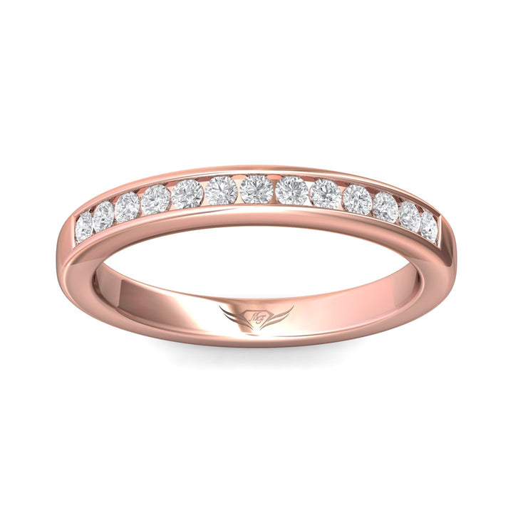 14K Gold Pink Channel/Shared Prong Wedding Band from the Channel/Shared Prong collection - CTC01WB_14KP