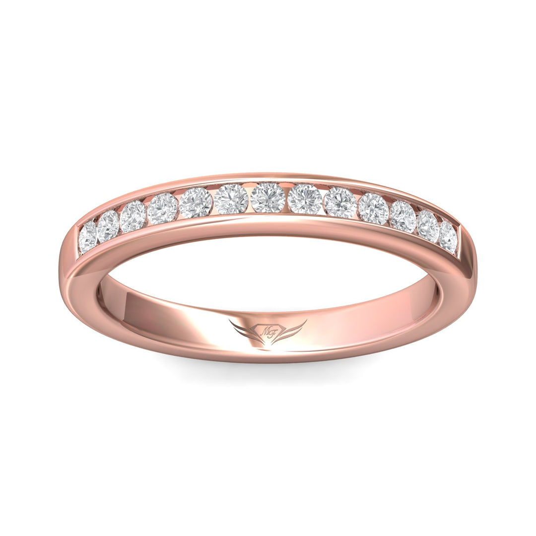 18K Gold Pink Channel/Shared Prong Wedding Band from the Channel/Shared Prong collection - CTC01WB_18KP