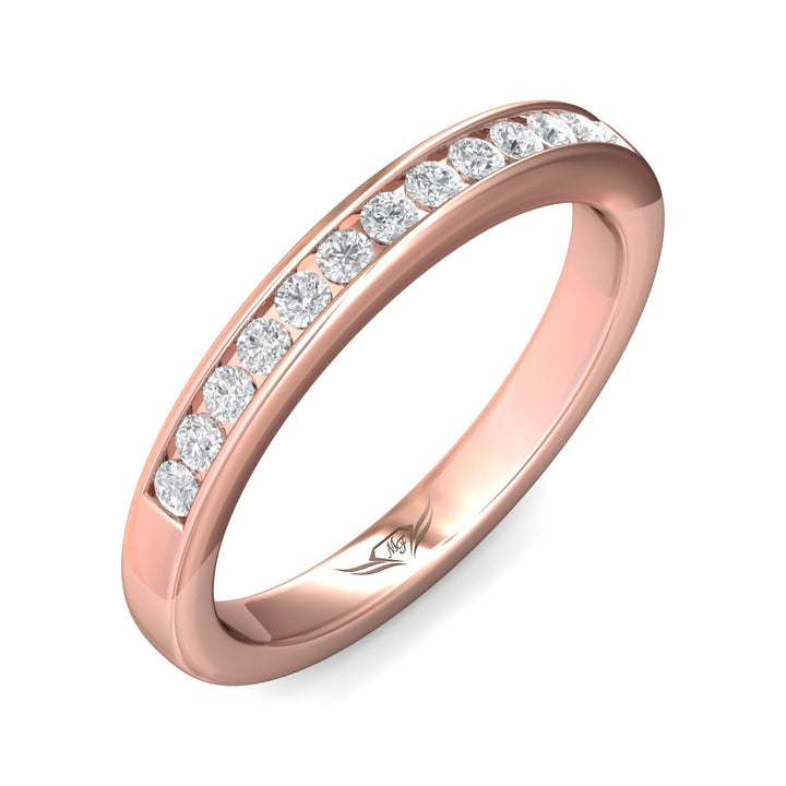 18K Gold Pink Channel/Shared Prong Wedding Band from the Channel/Shared Prong collection - CTC01WB_18KP