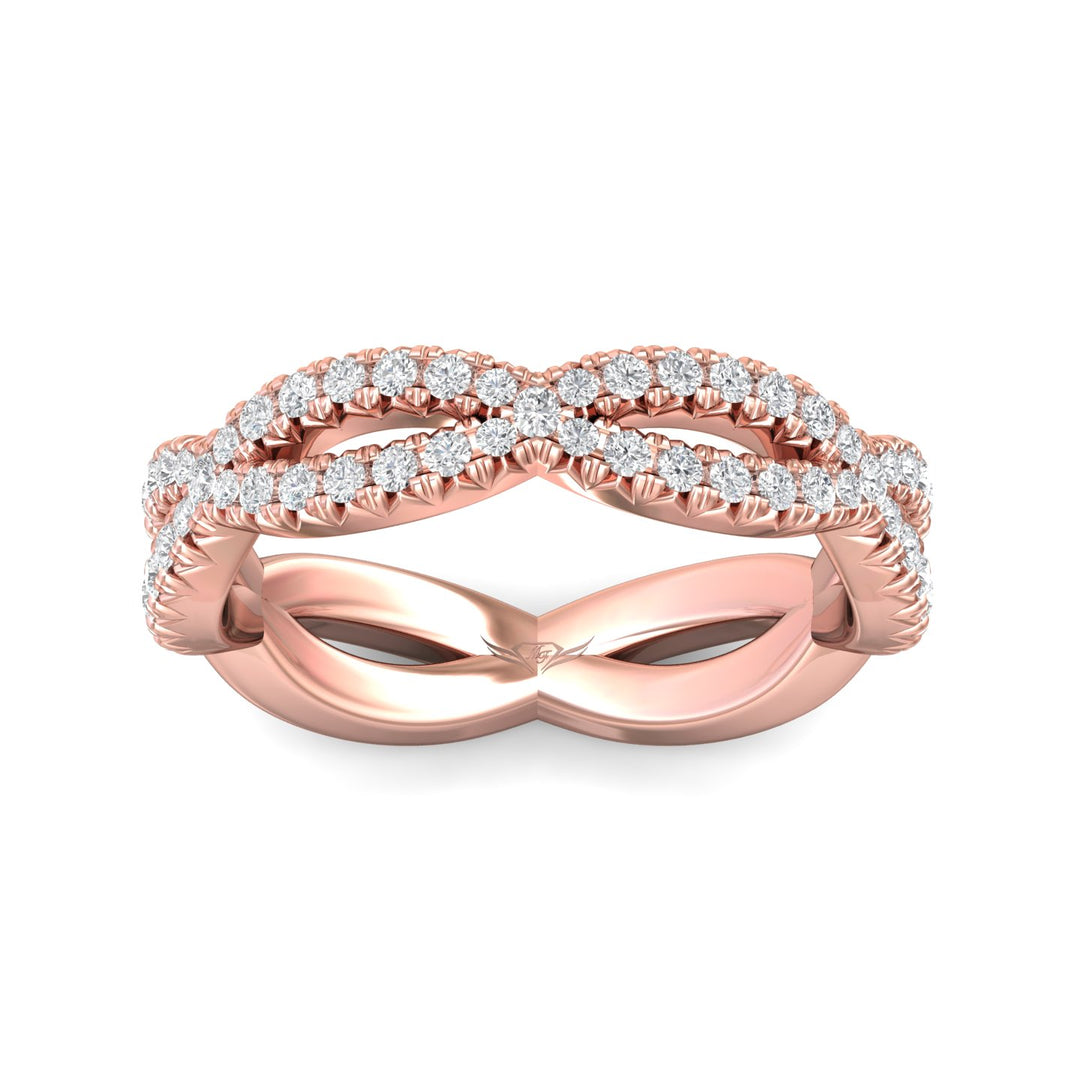 18K Gold Pink Micropave Wedding Band from the Micropave collection - CYEFM03WB-1_18KP