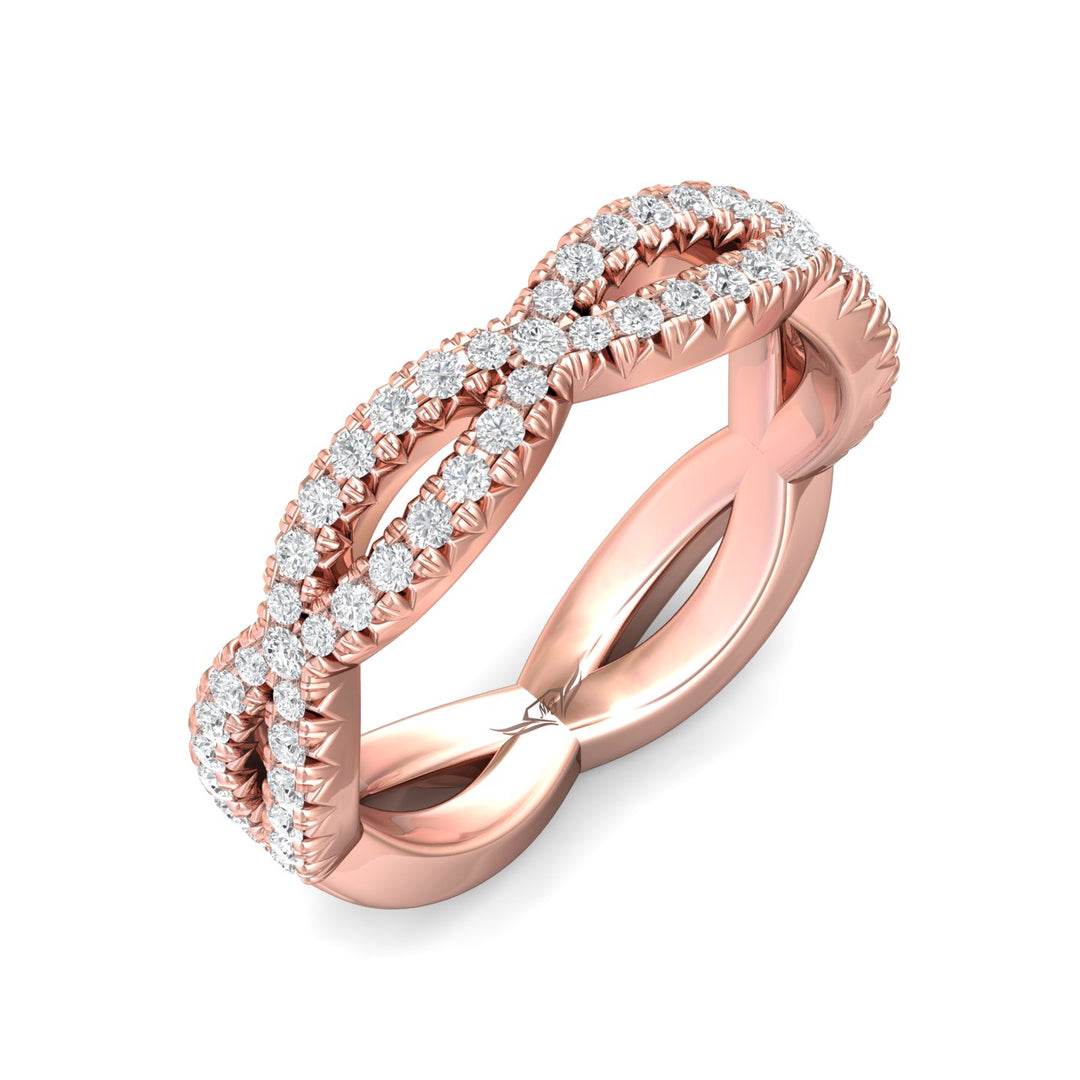18K Gold Pink Micropave Wedding Band from the Micropave collection - CYEFM03WB-1_18KP