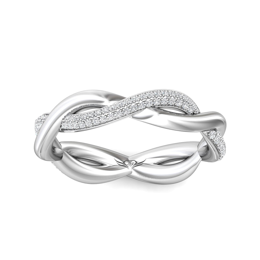14K Gold White Micropave Wedding Band from the Micropave collection - CYM21WB_14KW