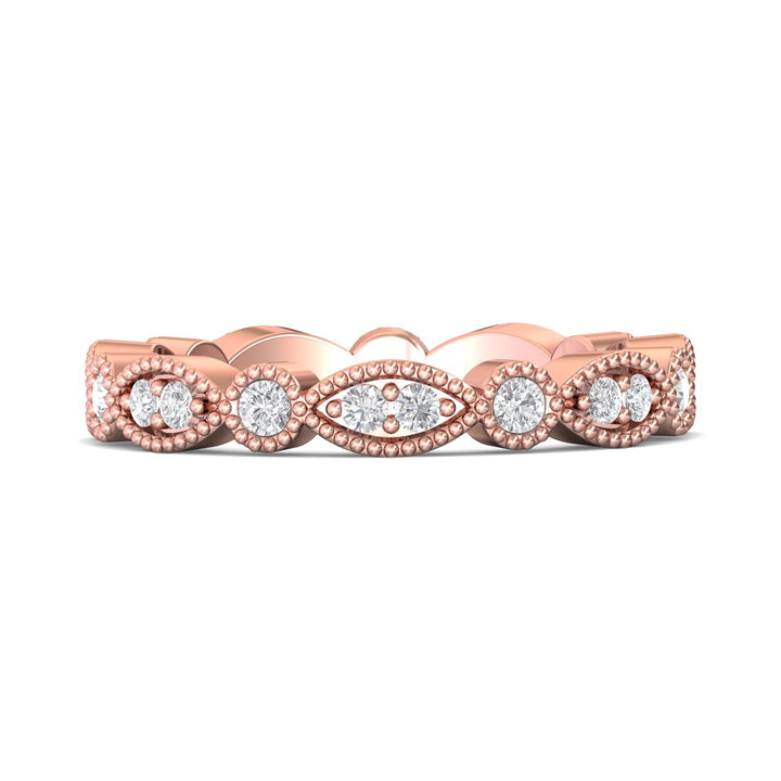 18K Gold Pink Micropave Wedding Band from the Micropave collection - DABFM35S_18KP