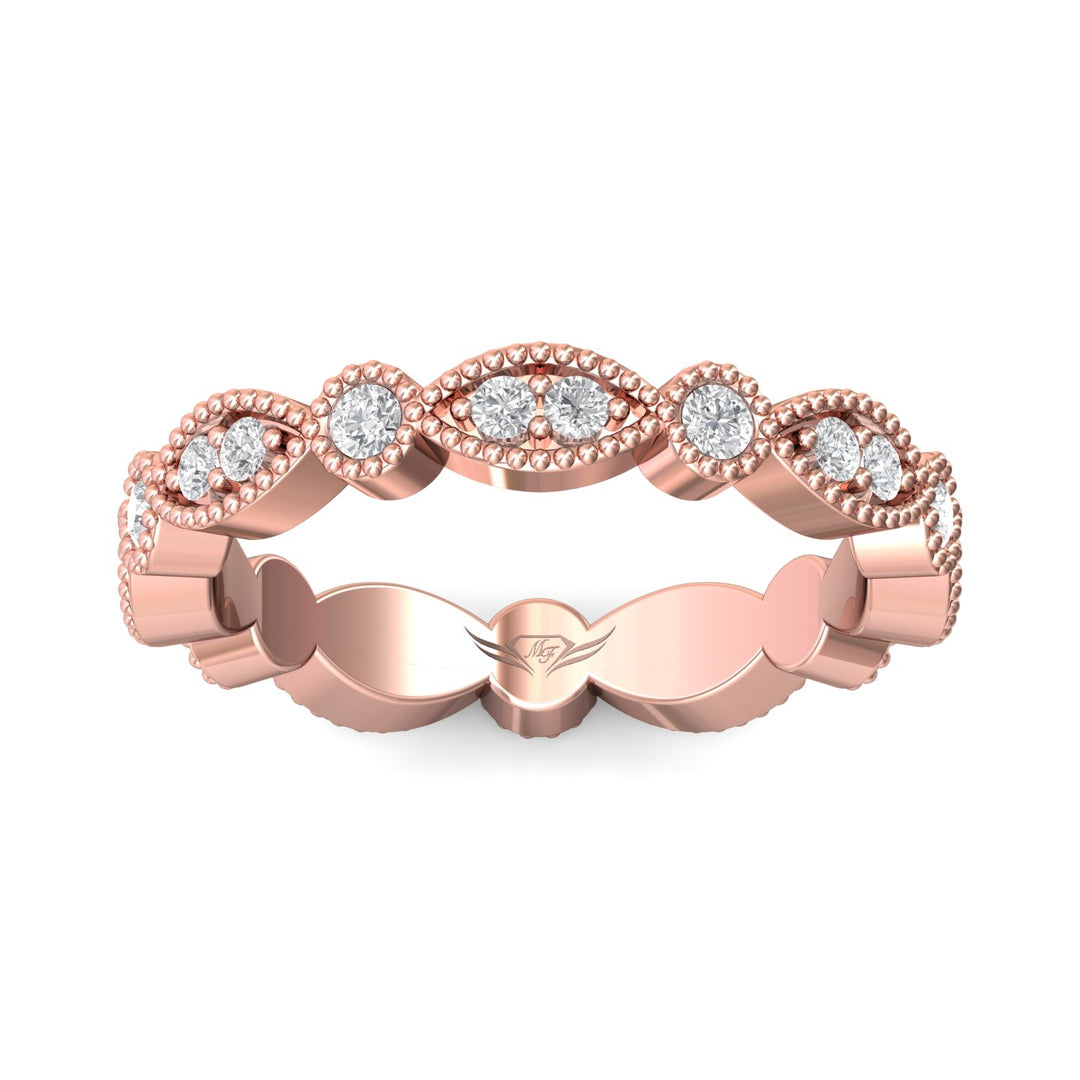18K Gold Pink Micropave Wedding Band from the Micropave collection - DABFM35S_18KP