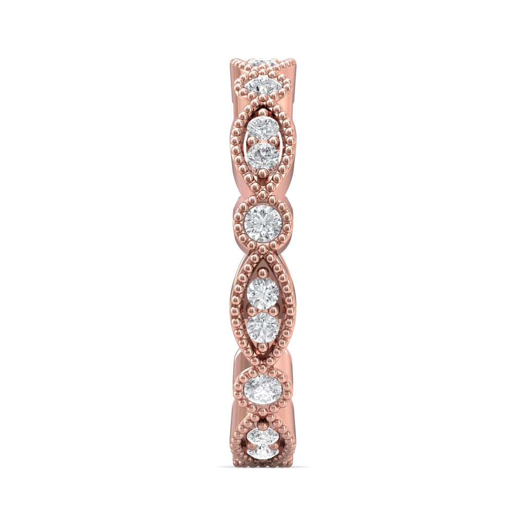 18K Gold Pink Micropave Wedding Band from the Micropave collection - DABFM35S_18KP