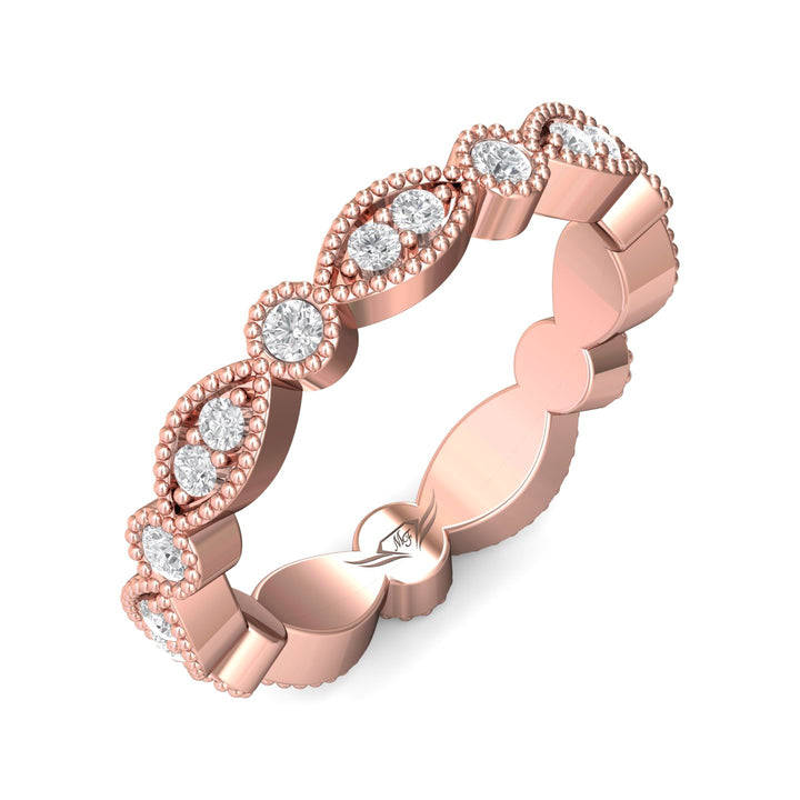 18K Gold Pink Micropave Wedding Band from the Micropave collection - DABFM35S_18KP
