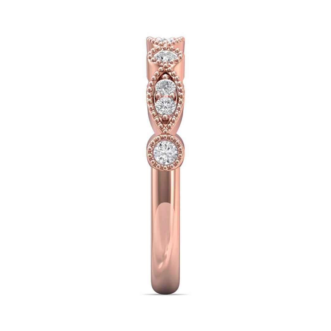 18K Gold Pink Micropave Wedding Band from the Micropave collection - DABM35S_18KP