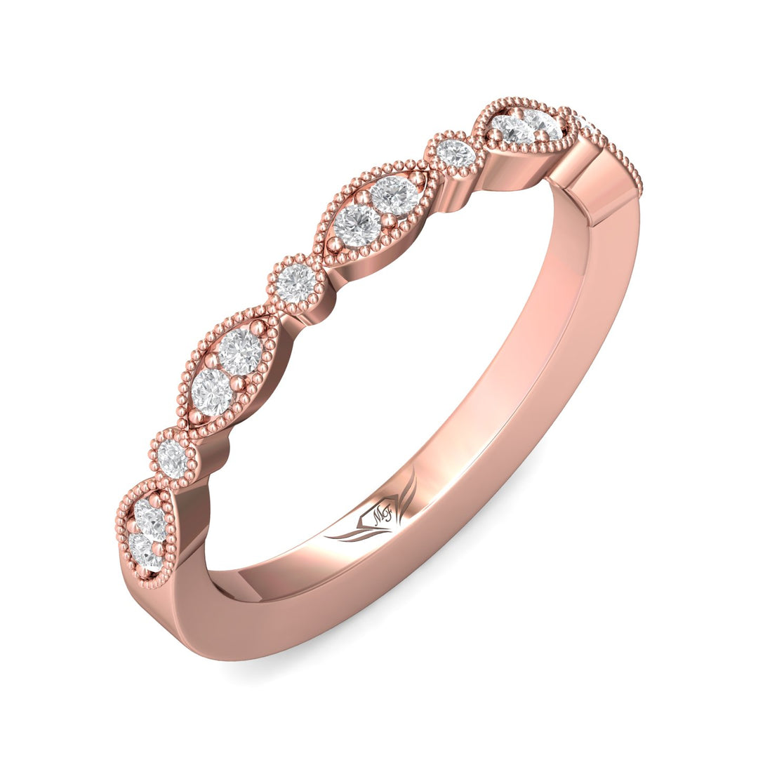 18K Gold Pink Micropave Wedding Band from the Micropave collection - DABM35XS_18KP
